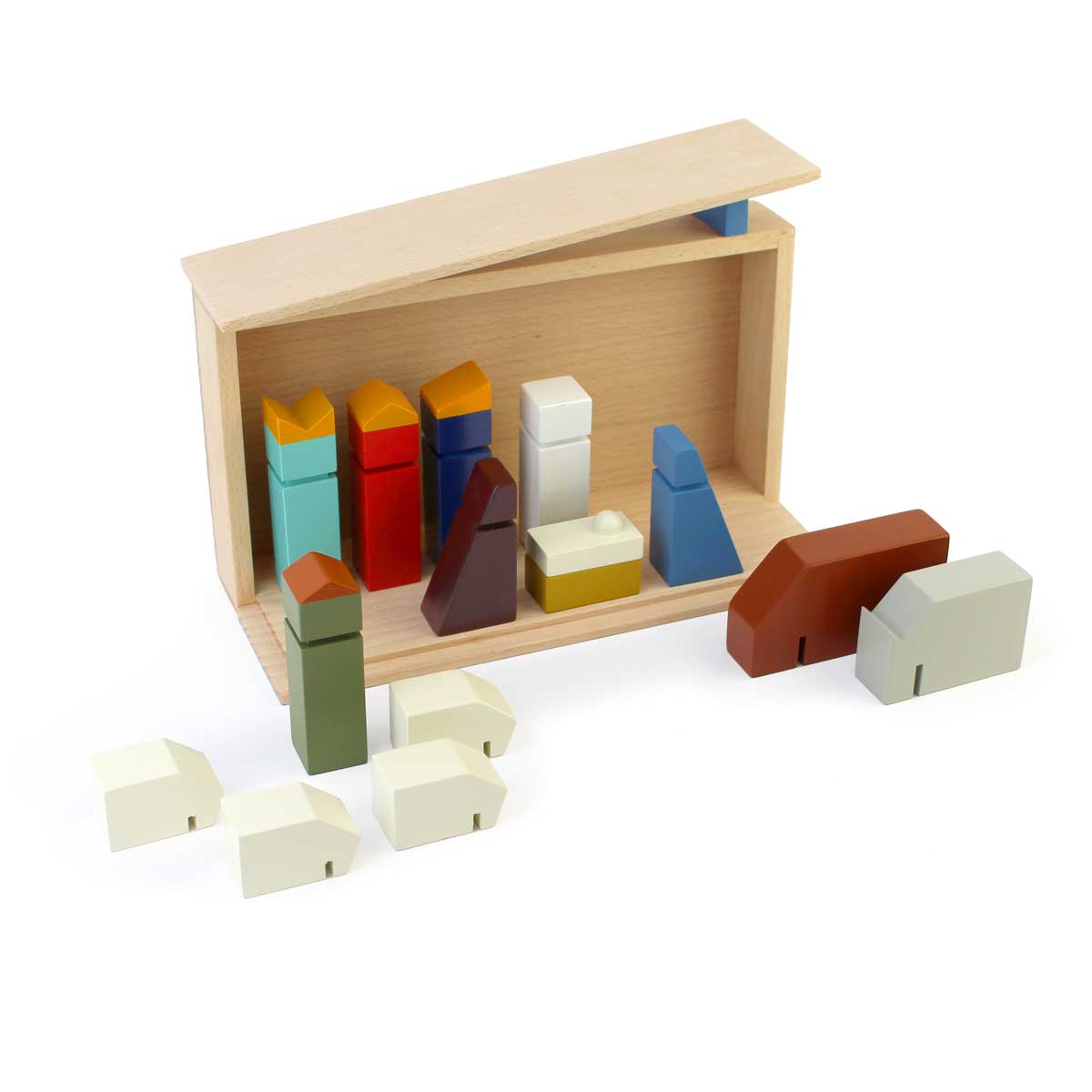 moderne houten kerststal