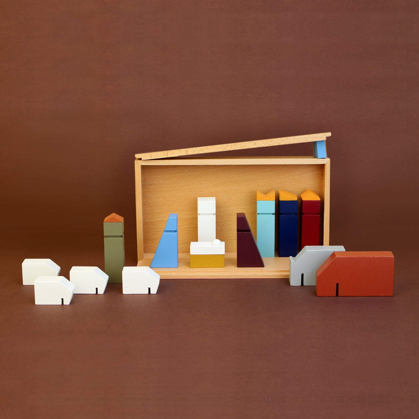 houten kerststal modern nativity