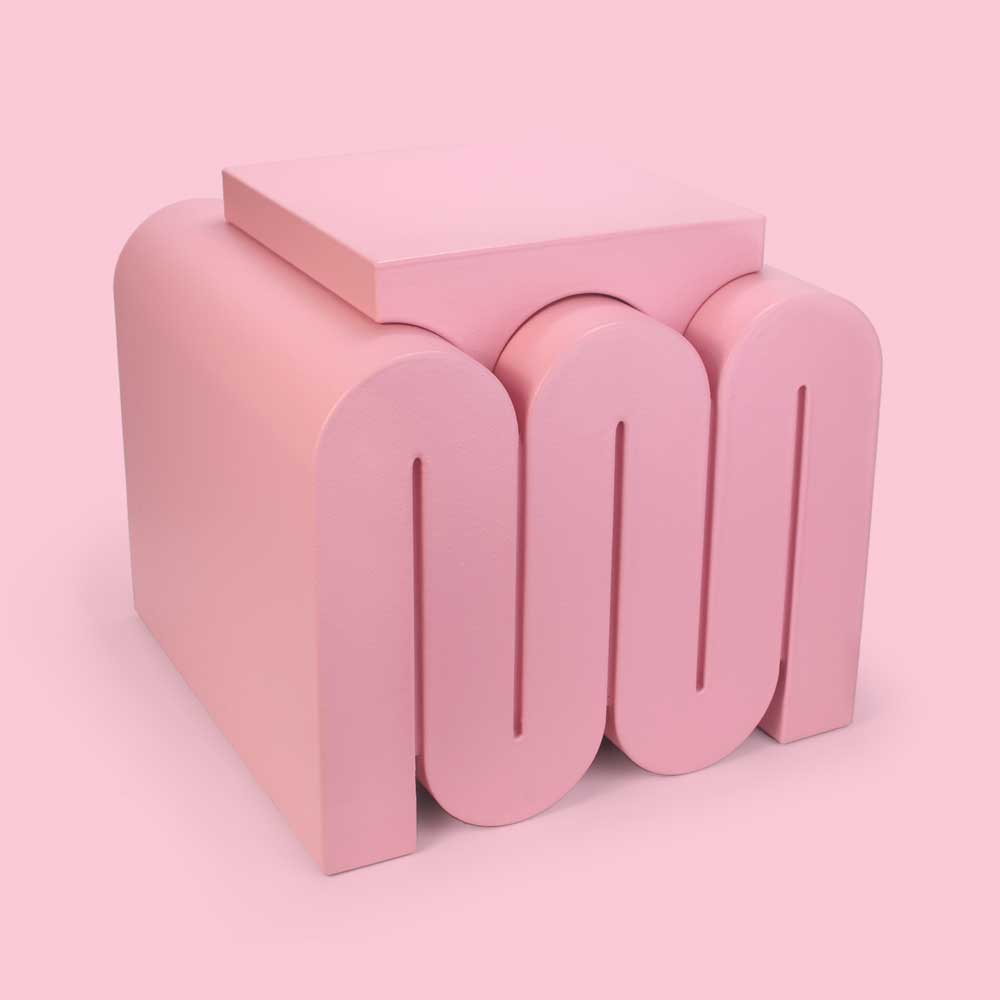 design foam pouf ottoman sidetable pink