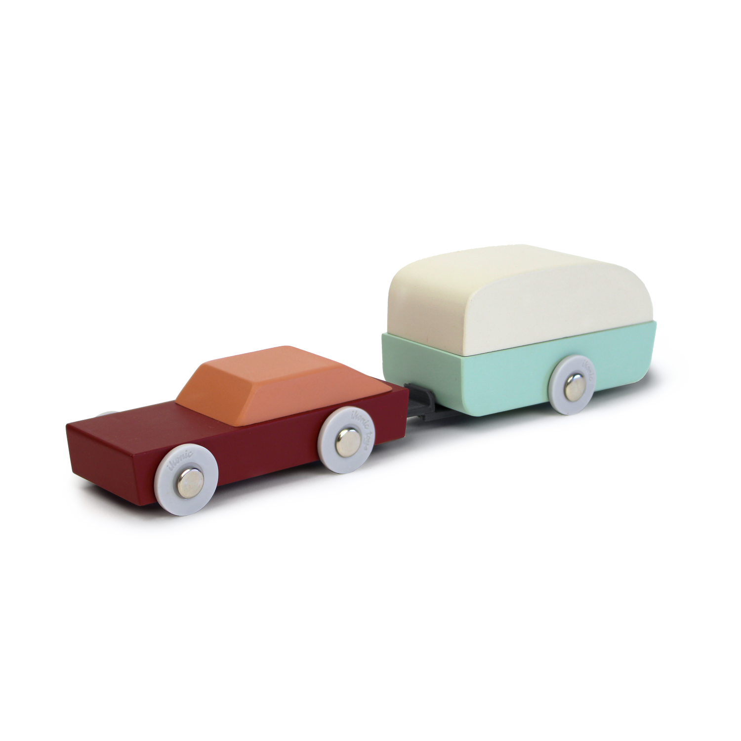 wooden toy car with caravan houten auto