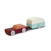 wooden toy car with caravan houten auto